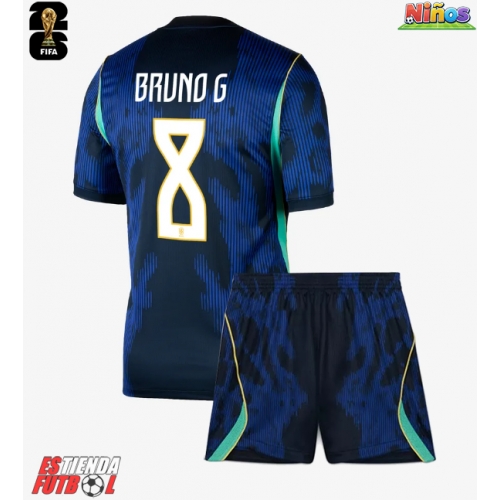 Brasil Bruno Guimaraes #8 Segunda Equipación Niños Mundial 2026 Manga Corta (+ Pantalones cortos)